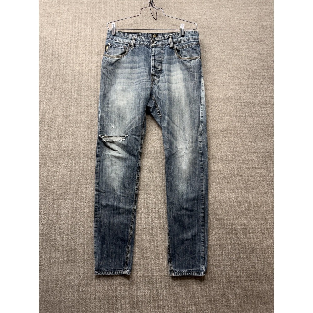 Moritz Jeans Mens 30x30 Blue Denim Straight Leg Distressed Carlo TM754-J Greece - Picture 1 of 12